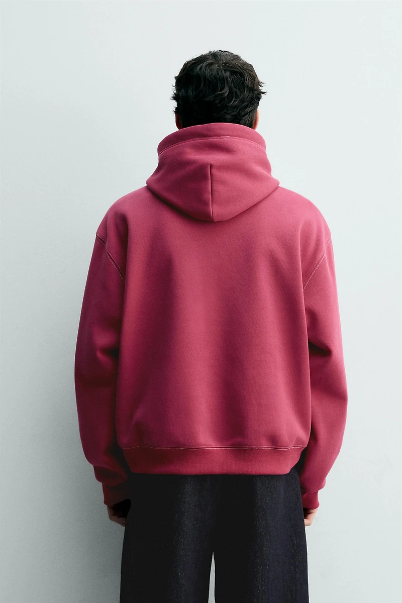 TOPSTITCHED HOODIE SWEATSHIRT