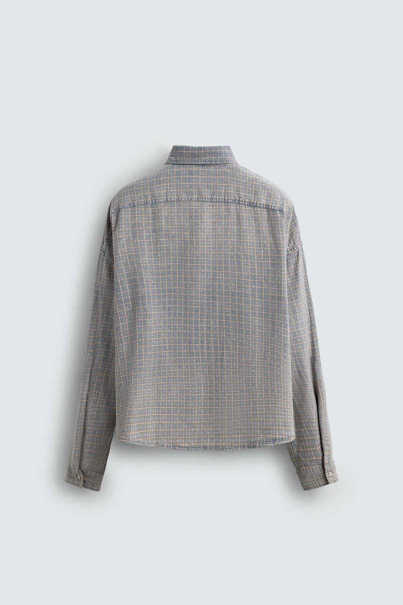 PLAID TEXTURED OVERSHIRT