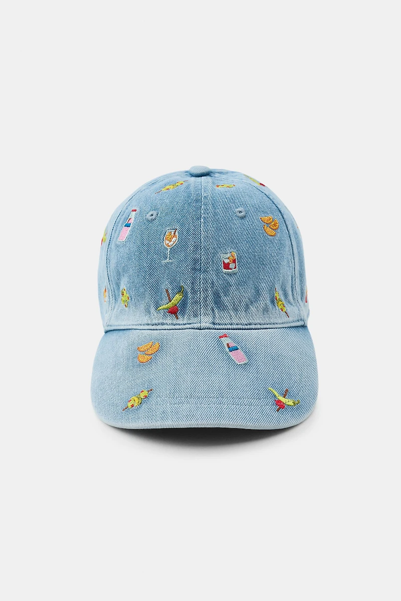 EMBROIDERED DENIM CAP