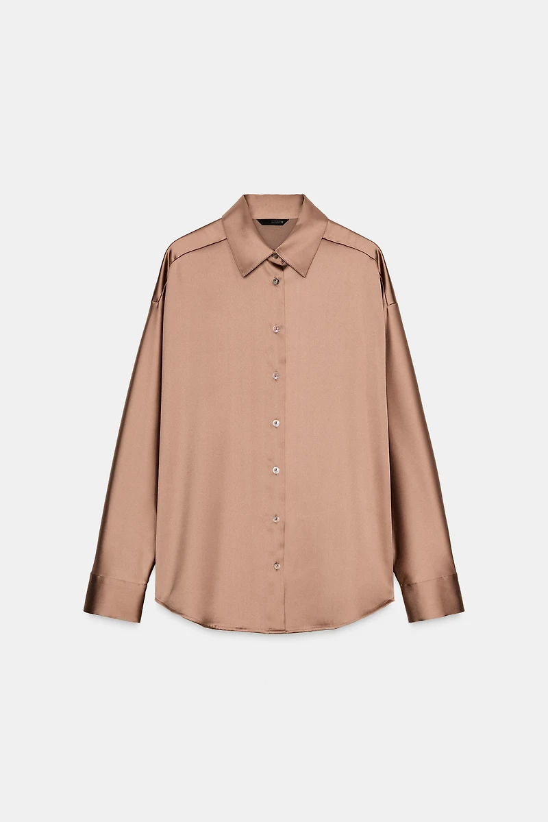 SATIN EFFECT DROP SHOULDER SHIRT
