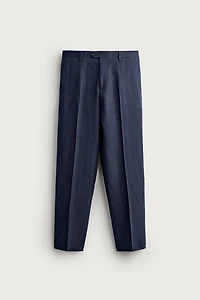 LINEN AND WOOL BLEND REGULAR FIT SUIT PANTS