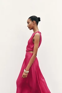 SATIN EFFECT CUT OUT MIDI DRESS