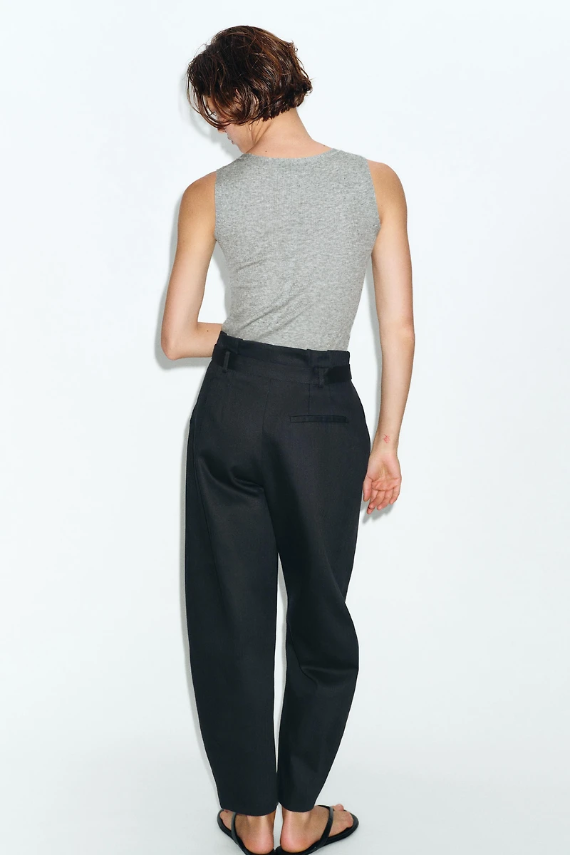 BELTED PAPERBAG PANTS