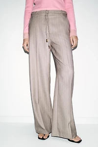 HERRINGBONE BRAIDED BELT PANTS