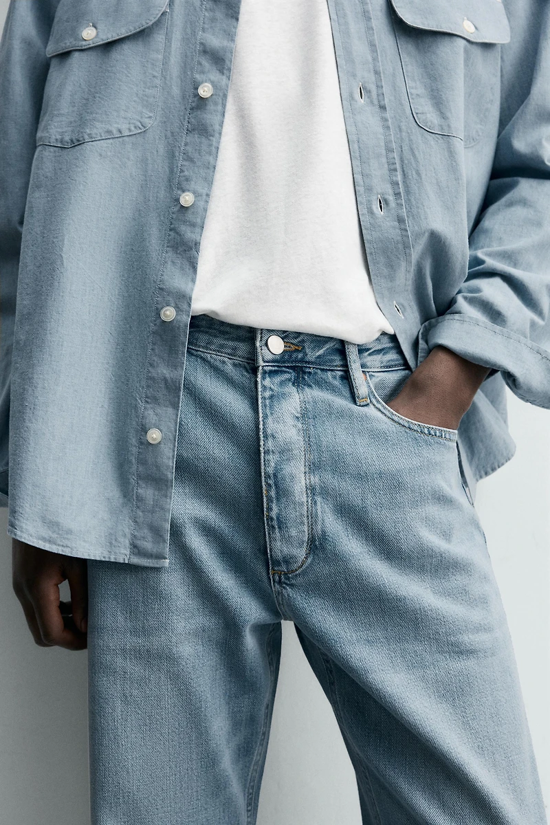 COTTON-LYOCELL STRAIGHT ANKLE FIT JEANS