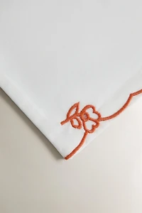 EMBROIDERED FLOWERS CRIB FLAT SHEET AND PILLOWCASE SET