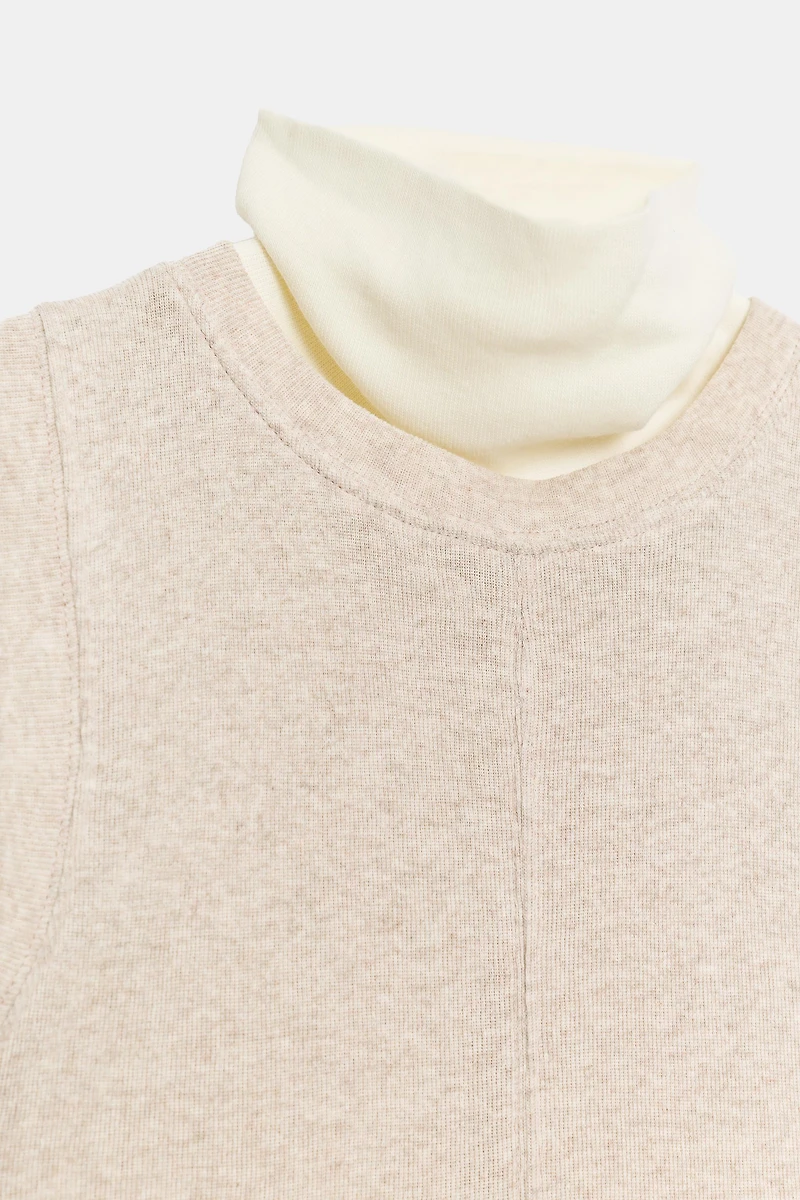 HIGH-NECK MIXED T-SHIRT