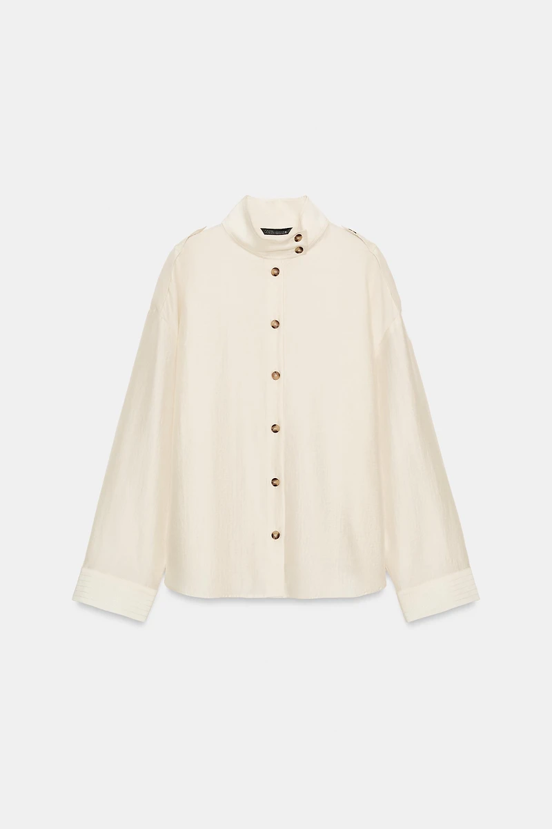 FLOWY HIGH COLLAR SHIRT