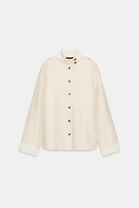 FLOWY HIGH COLLAR SHIRT