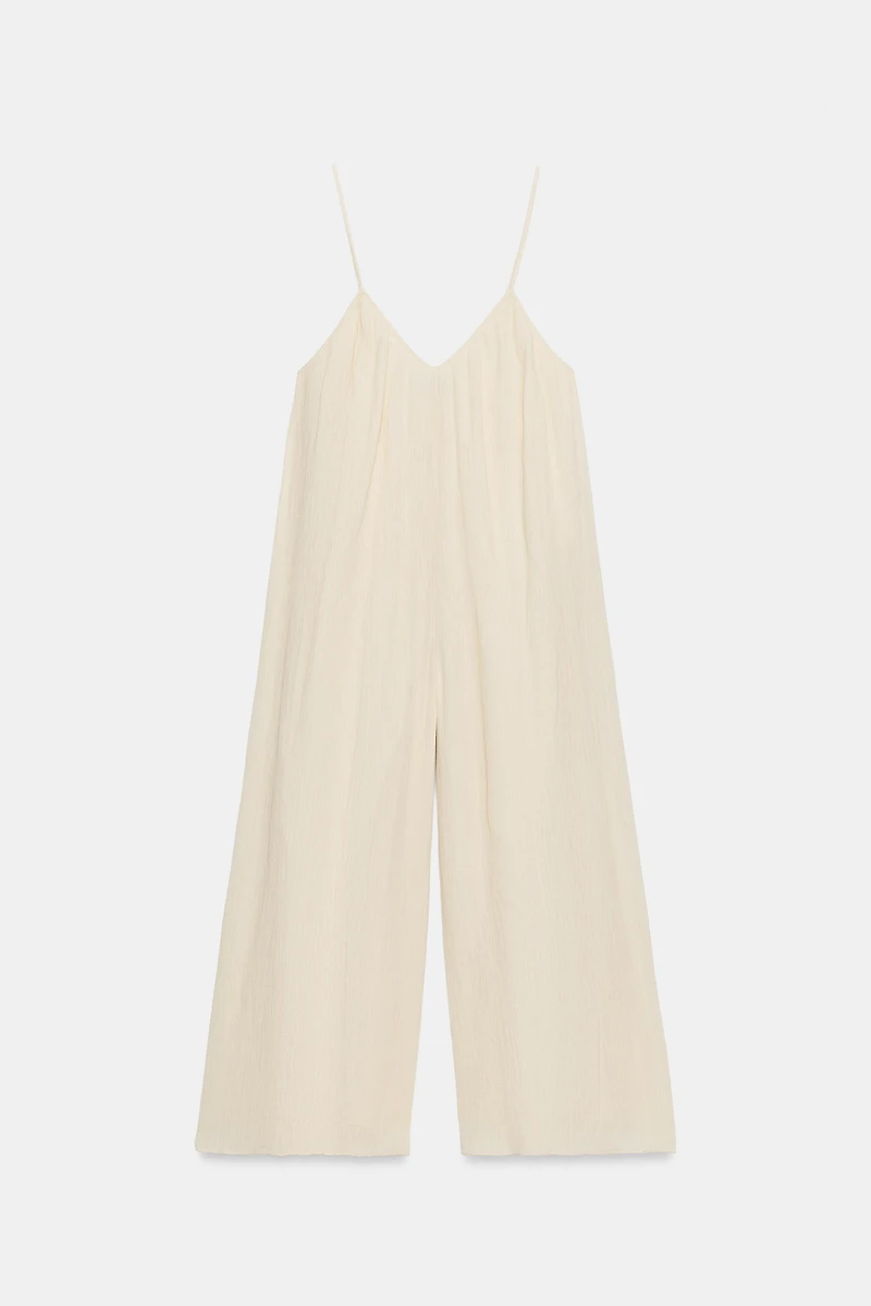 LONG TEXTURED STRAP JUMPSUIT