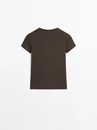 Cotton blend T-shirt with chest detail