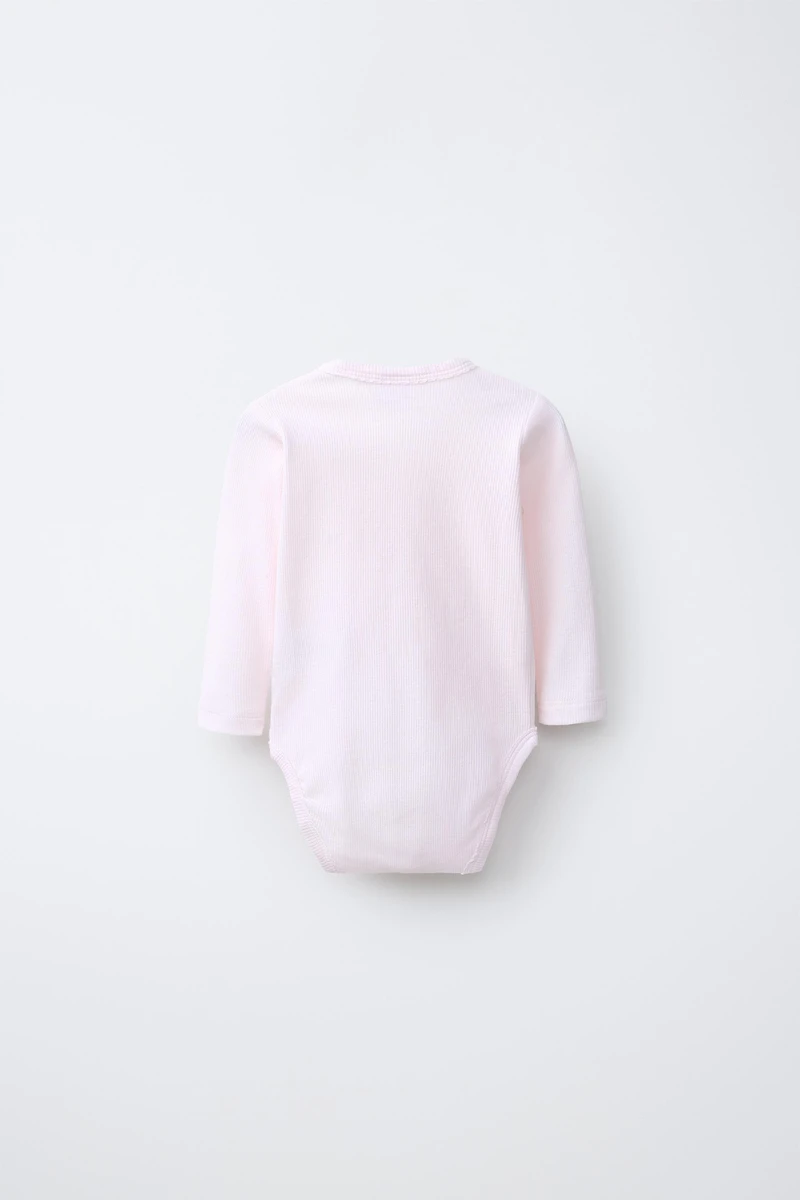 THREE-PACK OF RIBBED KIMONO NECK BODYSUITS