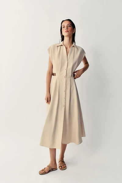LINEN BLEND SHIRTDRESS