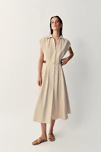 LINEN BLEND SHIRTDRESS