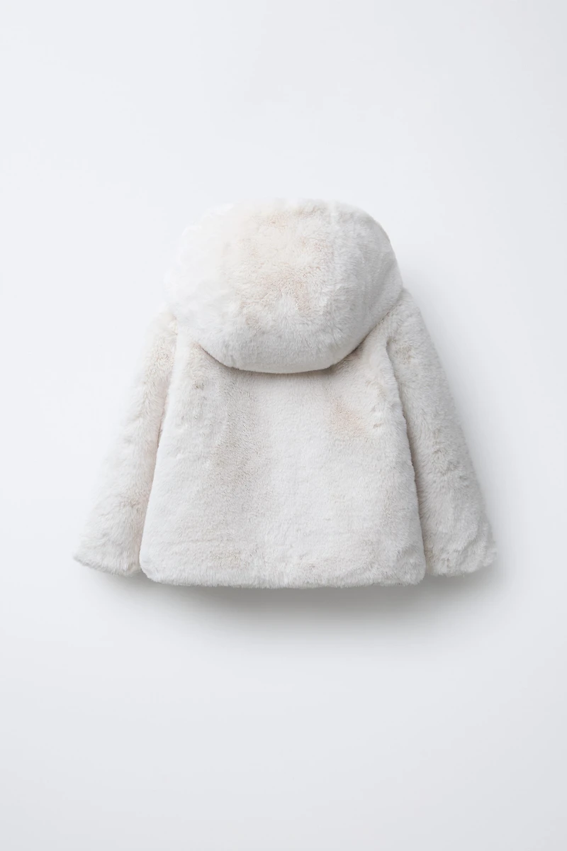 BLOUSON À CAPUCHE EFFET FOURRURE