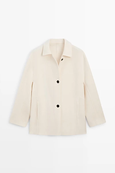 Manteau mi-long boutonné en laine mélangée
