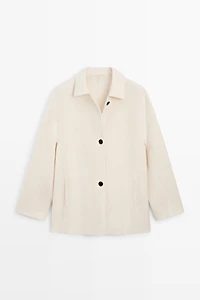 Medium single-breasted wool blend coat
