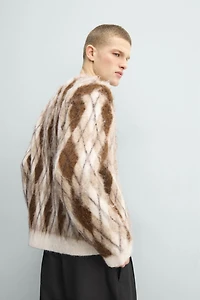 BRUSHED JACQUARD ARGYLE JUMPER