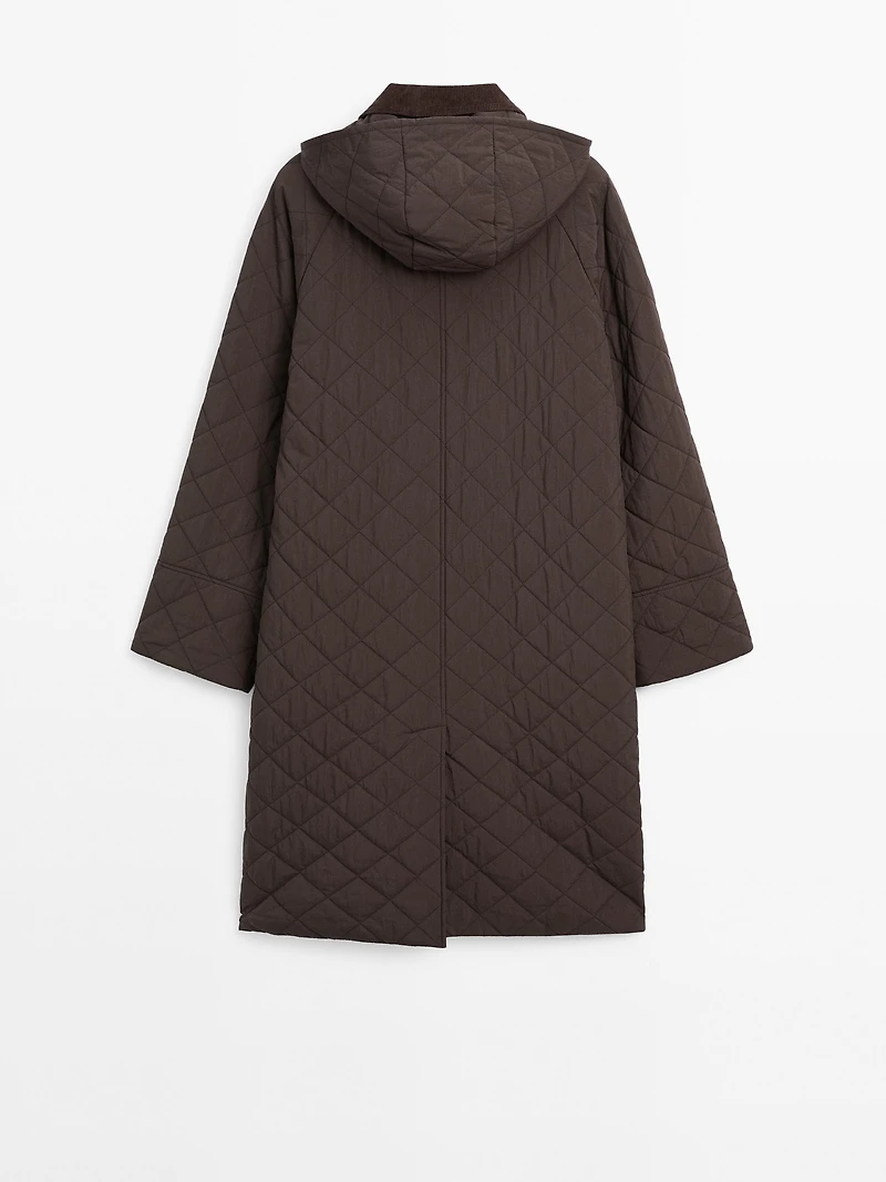 Long coat with corduroy detail