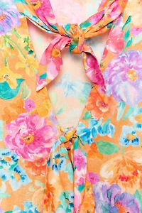 FLORAL PRINT TIE-FRONT SHIRT