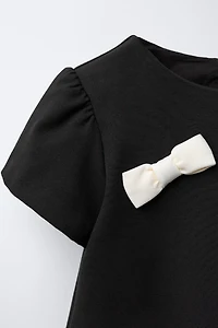 CONTRAST BOW DRESS