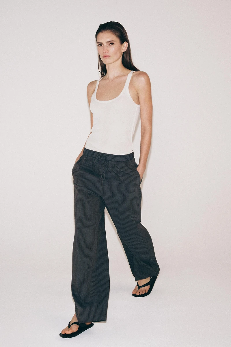 PANTALON STYLE PYJAMA À RAYURES ZW COLLECTION