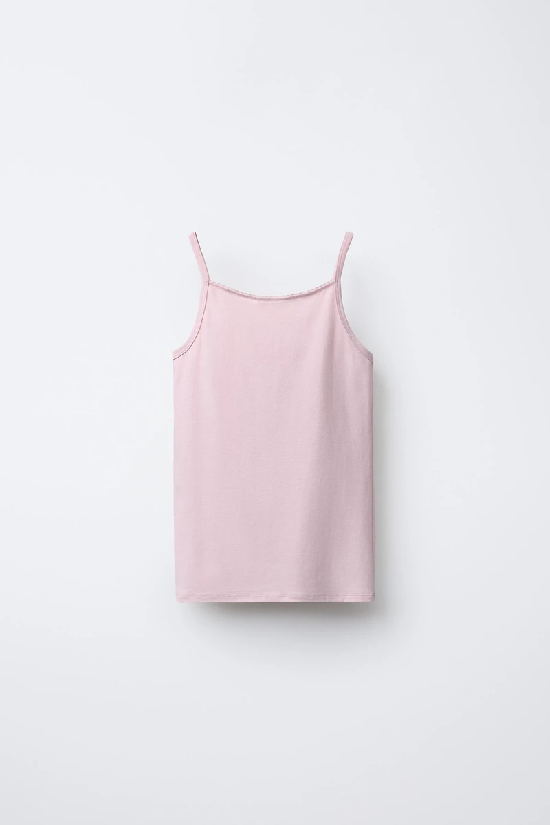 AGES 6-14/ TWO-PACK OF TANK TOPS WITH FLOWER DETAIL