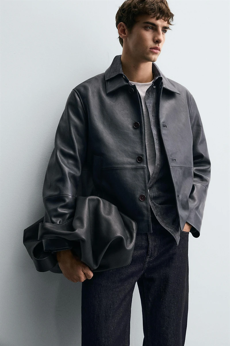 BOXY FIT LEATHER JACKET