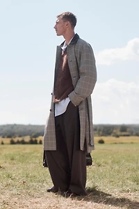 LIMITED EDITION PLAID AND LEATHER TRENCH COAT