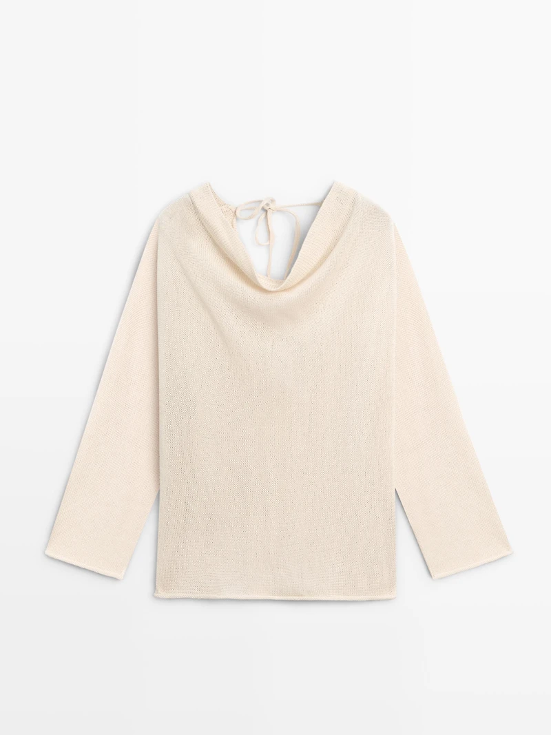 Pull en maille à liens au dos 100 % coton