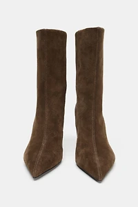 LEATHER HEELED ANKLE BOOTS