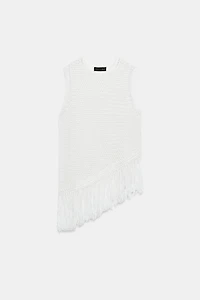 TOP EN MAILLE À FRANGES
