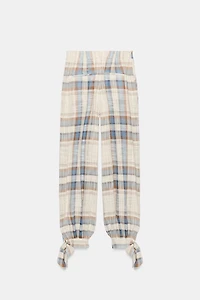 PLAID BOW BALLOON PANTS