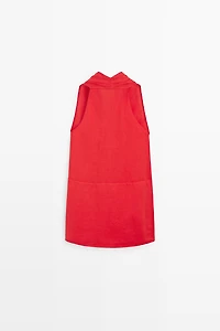 100% linen surplice mini dress