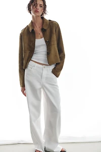CROPPED FAUX SUEDE JACKET