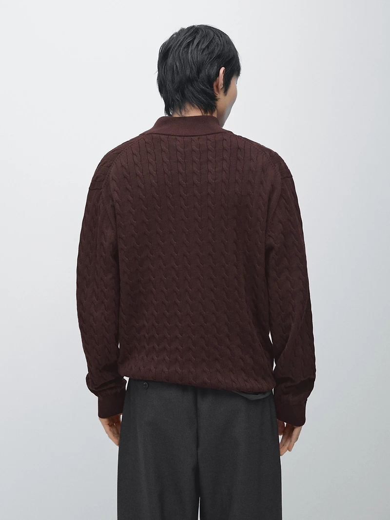 Mock neck knit sweater with zip