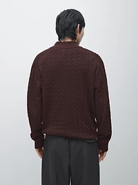 Mock neck knit sweater with zip