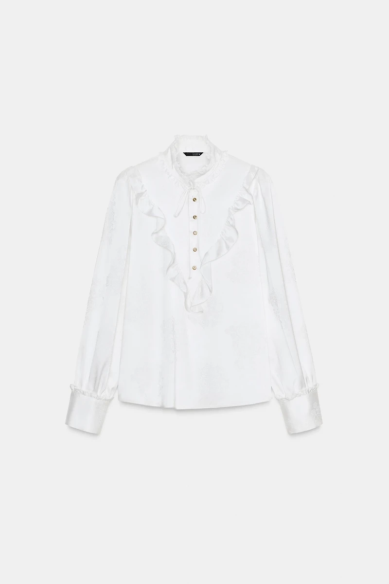 JACQUARD SATIN EFFECT BLOUSE