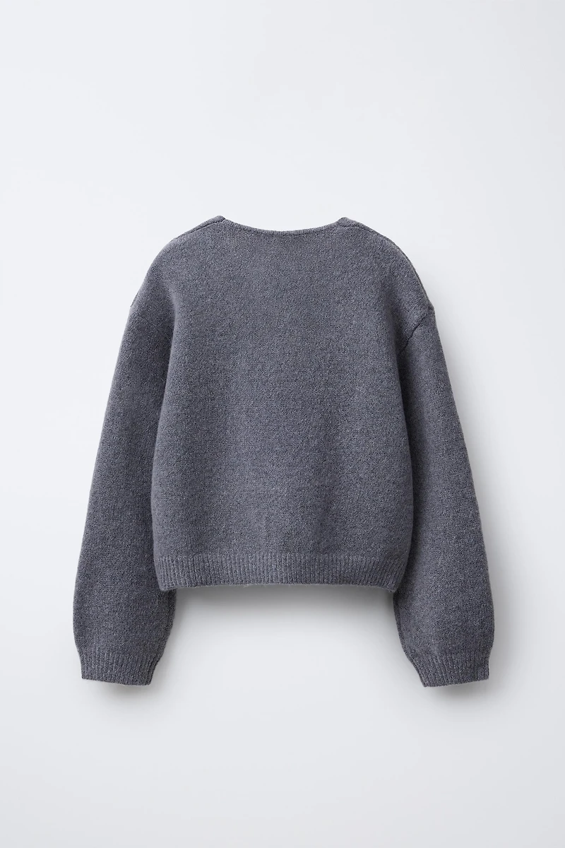 SPARKLY BOW V-NECK CARDIGAN