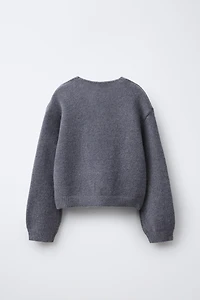 SPARKLY BOW V-NECK CARDIGAN