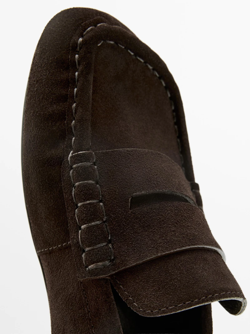 Split suede leather loafers