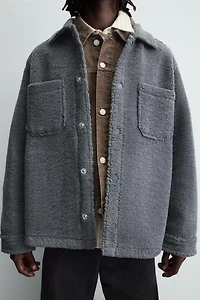 FAUX SHEARLING POCKET OVERSHIRT