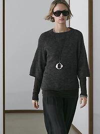Knit alpaca and wool blend raglan sleeve sweater