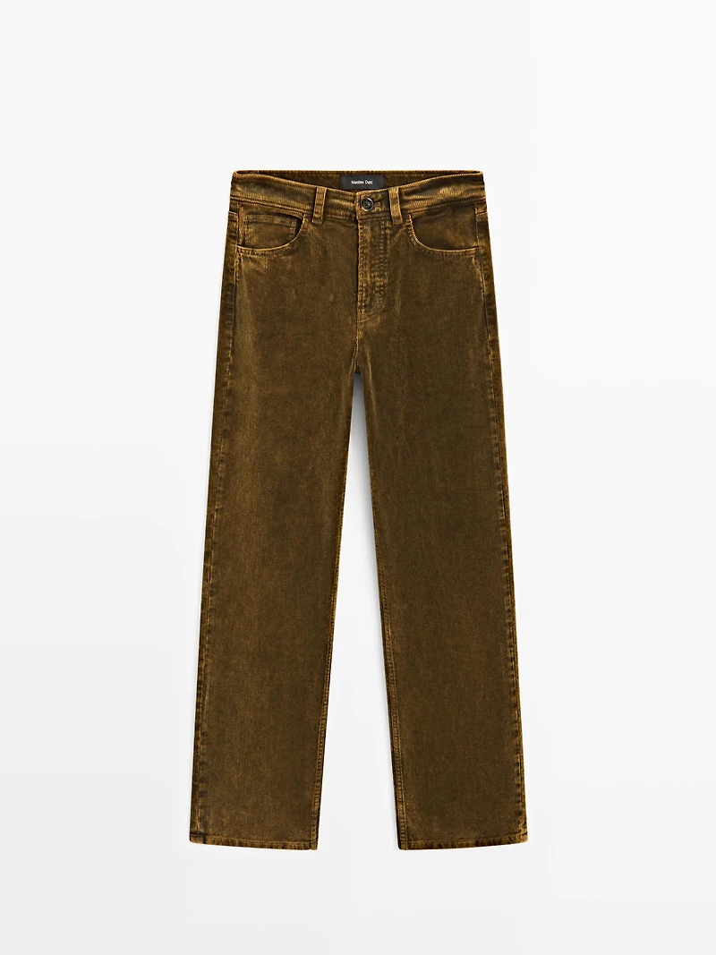 Pantalon straight sulfurous dye en velours côtelé