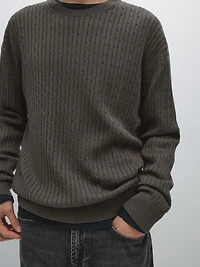 Pull tressé en coton mélangé