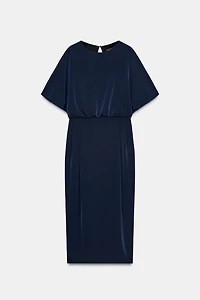 PIN TUCK DROP SLEEVE MIDI DRESS