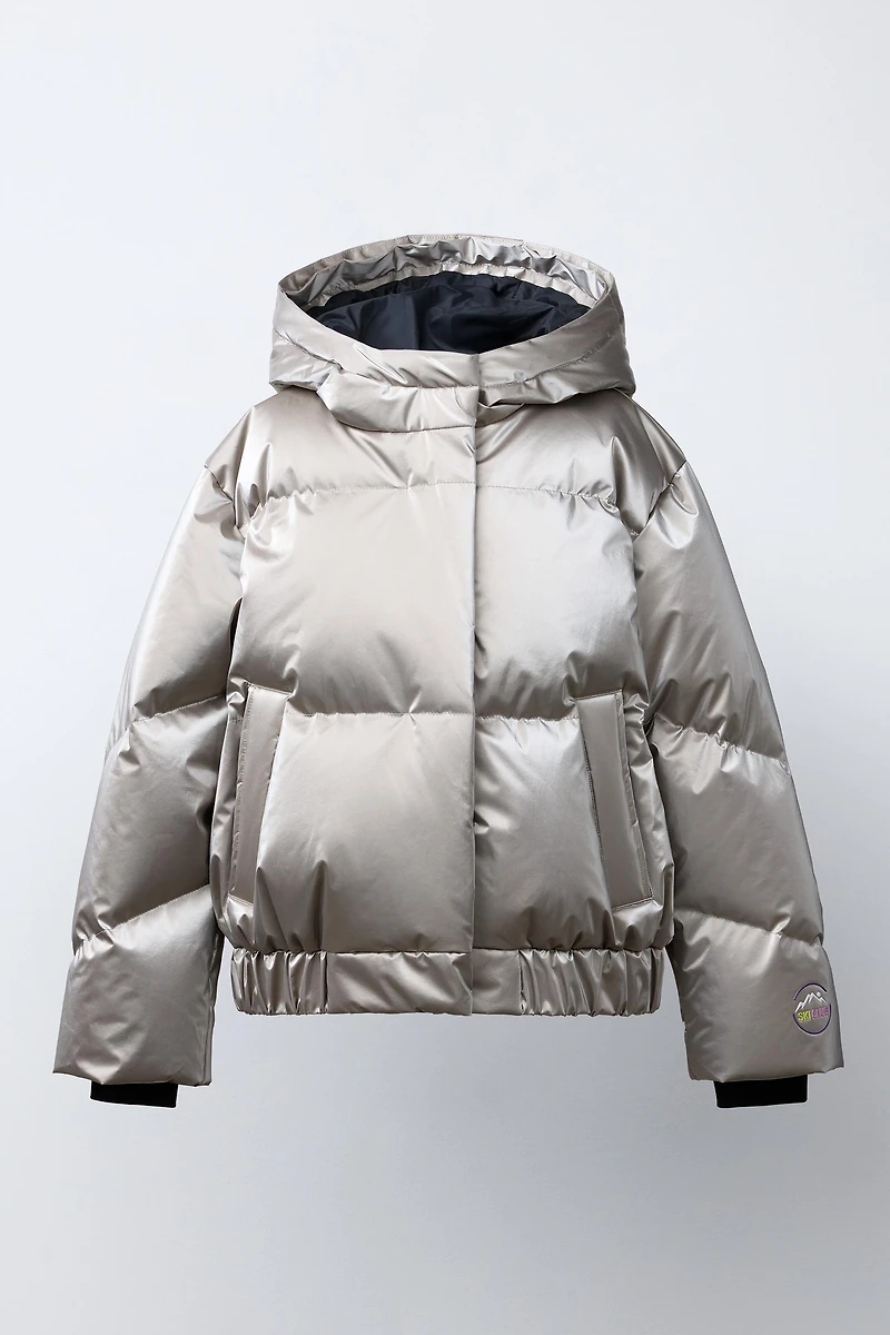 METALLIC DOWN FEATHER WATER RESISTANT AND WINDPROOF RECCO® SYSTEM SKI COLLECTION PUFFER JACKET