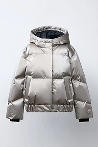 METALLIC DOWN FEATHER WATER RESISTANT AND WINDPROOF RECCO® SYSTEM SKI COLLECTION PUFFER JACKET