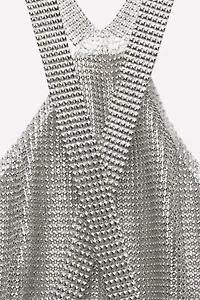 LUDOVIC DE SAINT SERNIN x ZARA METALLIC MESH HALTER DRESS
