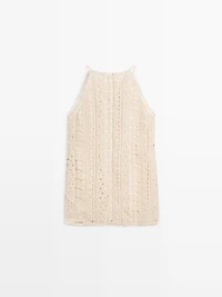 Short openwork dress with metallic detail